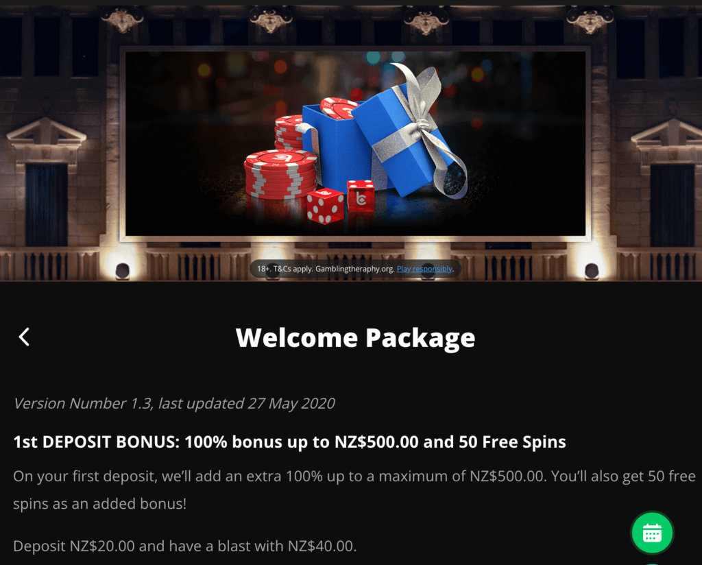 bCasino Welcome Package