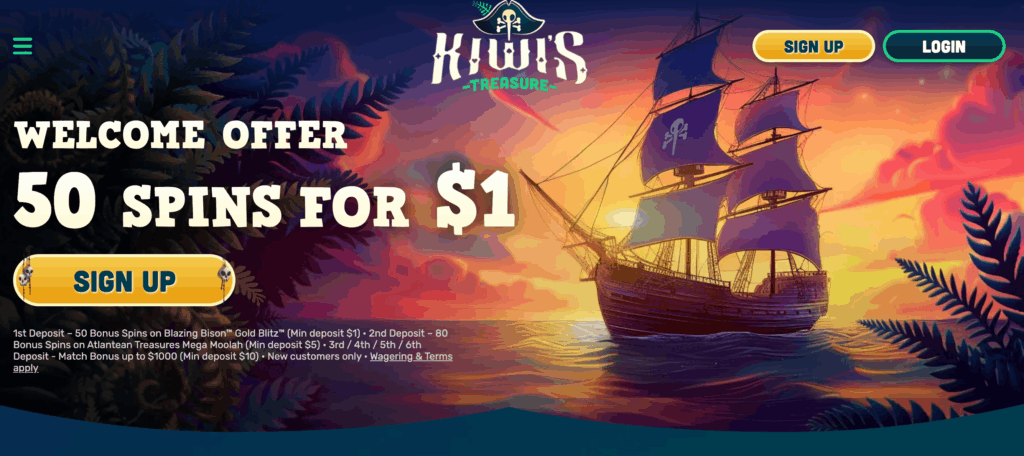 kiwi's treasure no deposit bonus
